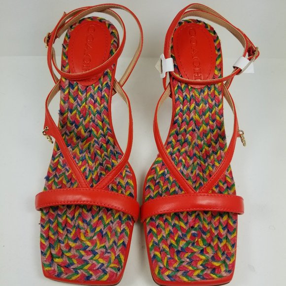 Coach Kaia Leather strappie sandel Made in the USA or Imported Leather sole - Picture 1 of 11